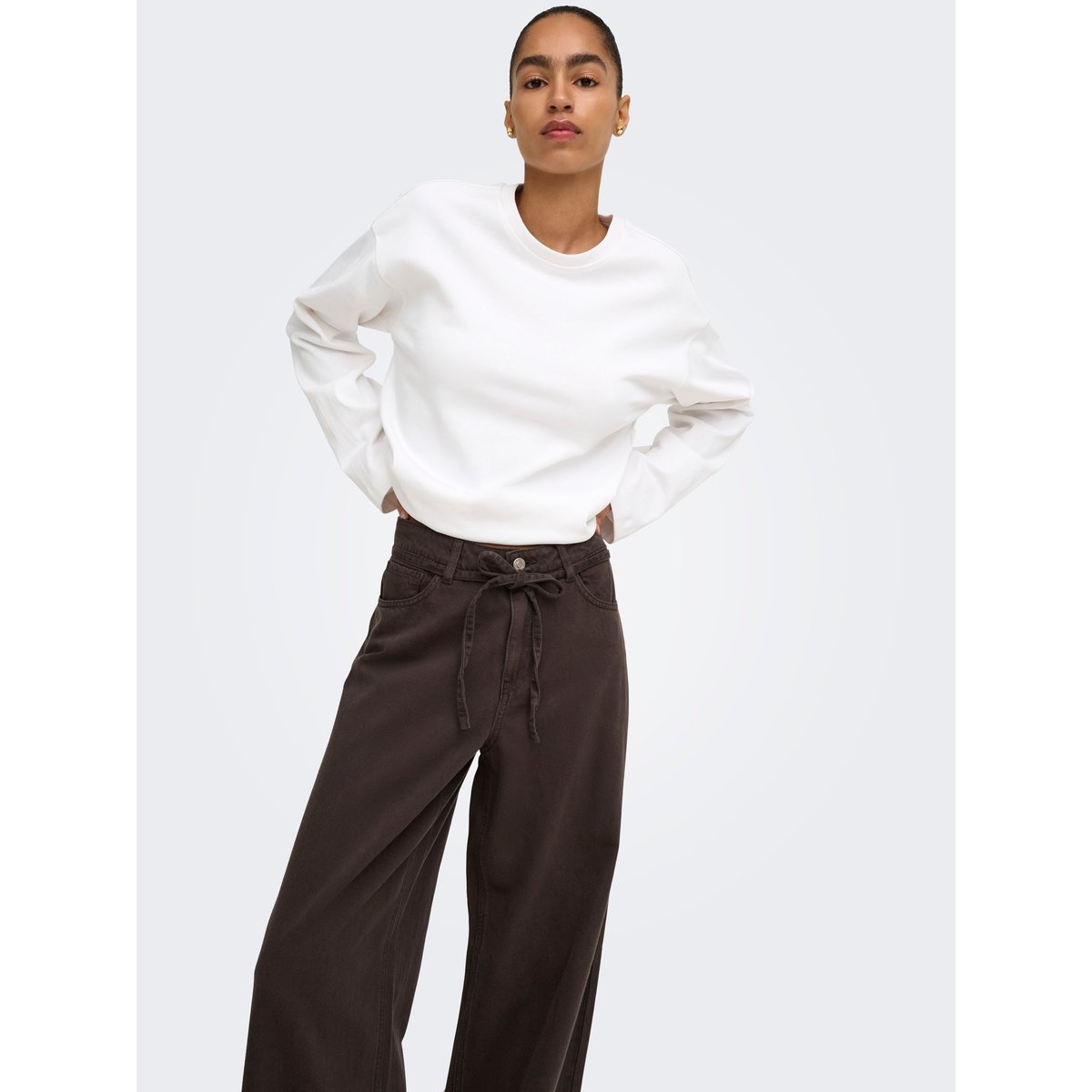 Pantalon À Jambe Large marron - coffee bean 1, ONLY