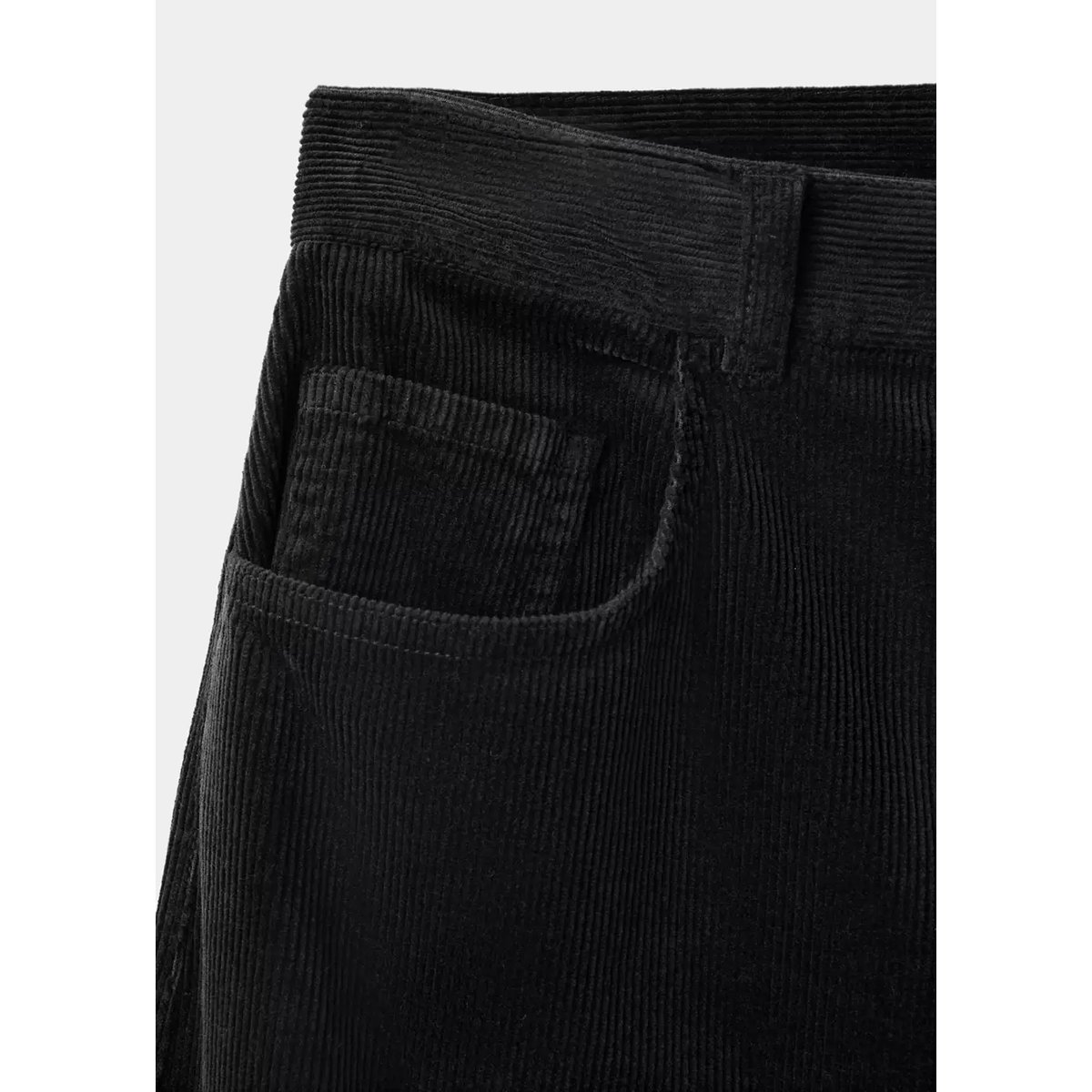 Pantalon en velours côtelé wide-leg noir, MANGO
