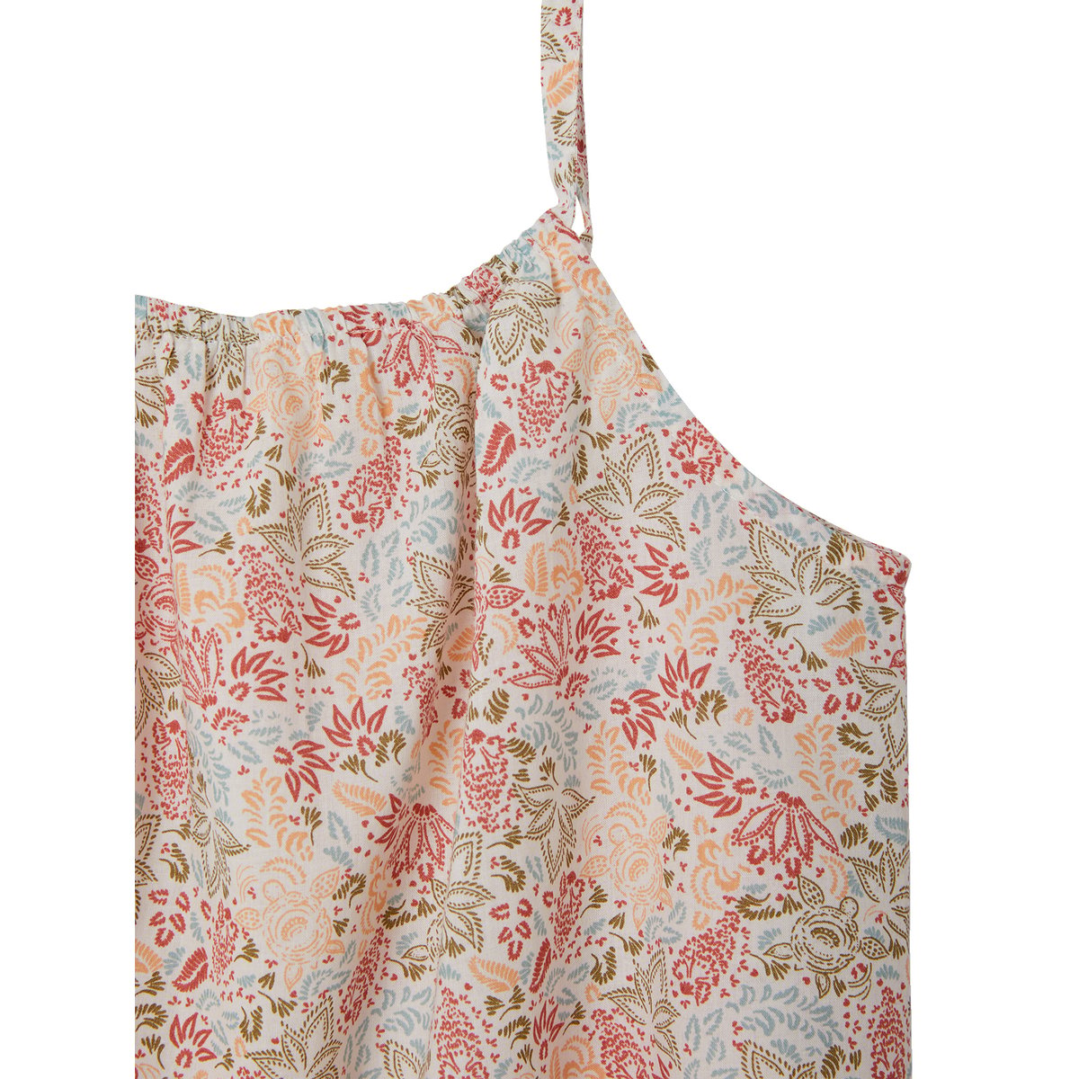 Blouse à fines bretelles motifs exotiques écru, VERTBAUDET