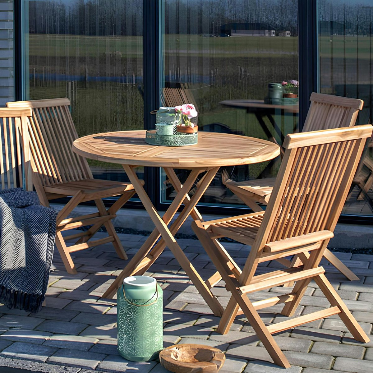Table de jardin ronde en teck ø100 cm TANETE bois naturel, PIER IMPORT