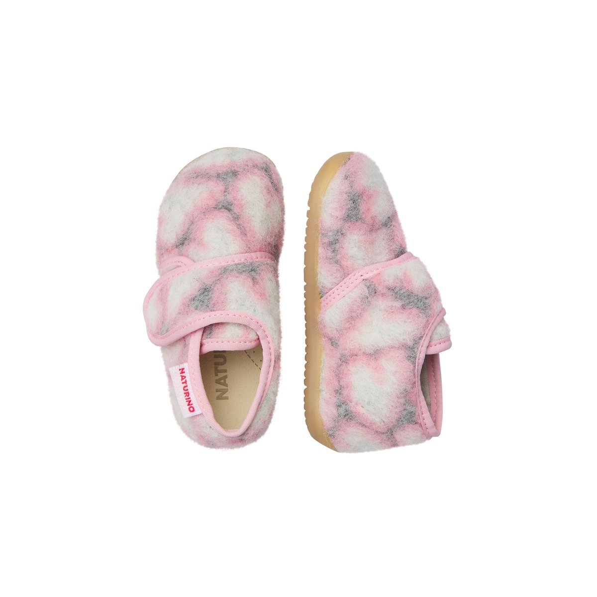 Pantoufles en tissu HOME rose-gris, NATURINO
