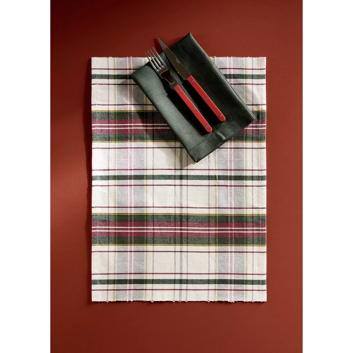 Set de table en coton à carreaux rouge, MANGO HOME