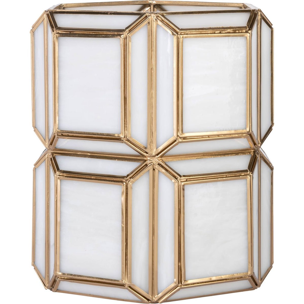 Photophore en verre et laiton laiton antique et verre blanc, RECOLLECTION