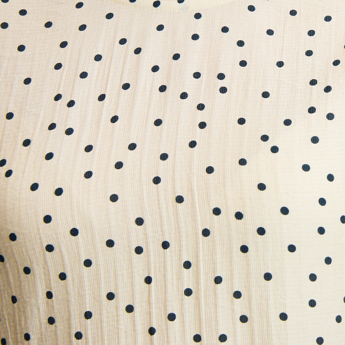 Robe longue col rond manches courtes à pois  imprimé pois fond écru, LA REDOUTE COLLECTIONS
