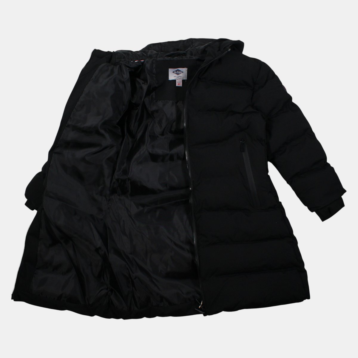 Doudoune longue zippée à capuche COCOON noir, LEE COOPER
