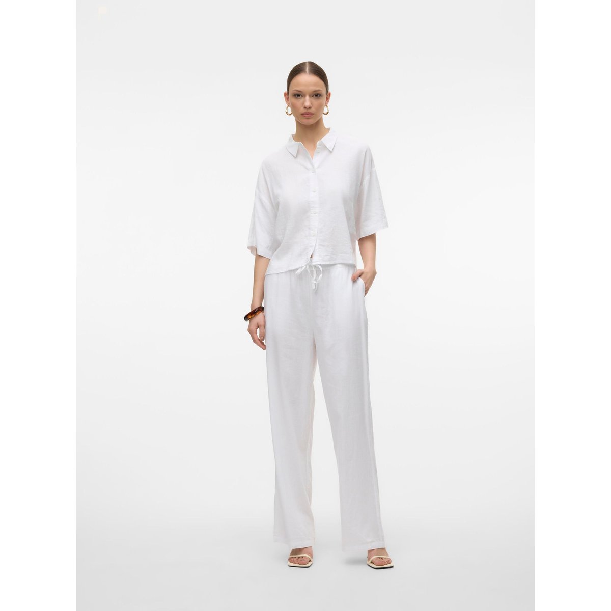 Pantalon À Jambe Large blanche - snow white 3, VERO MODA