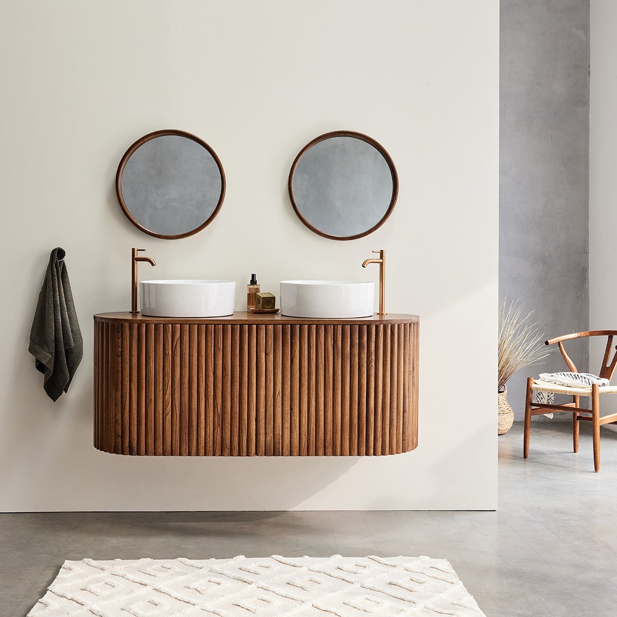 Meuble de salle de bain en mindi massif 140 cm TRINIDAD marron, BERAH GETAH