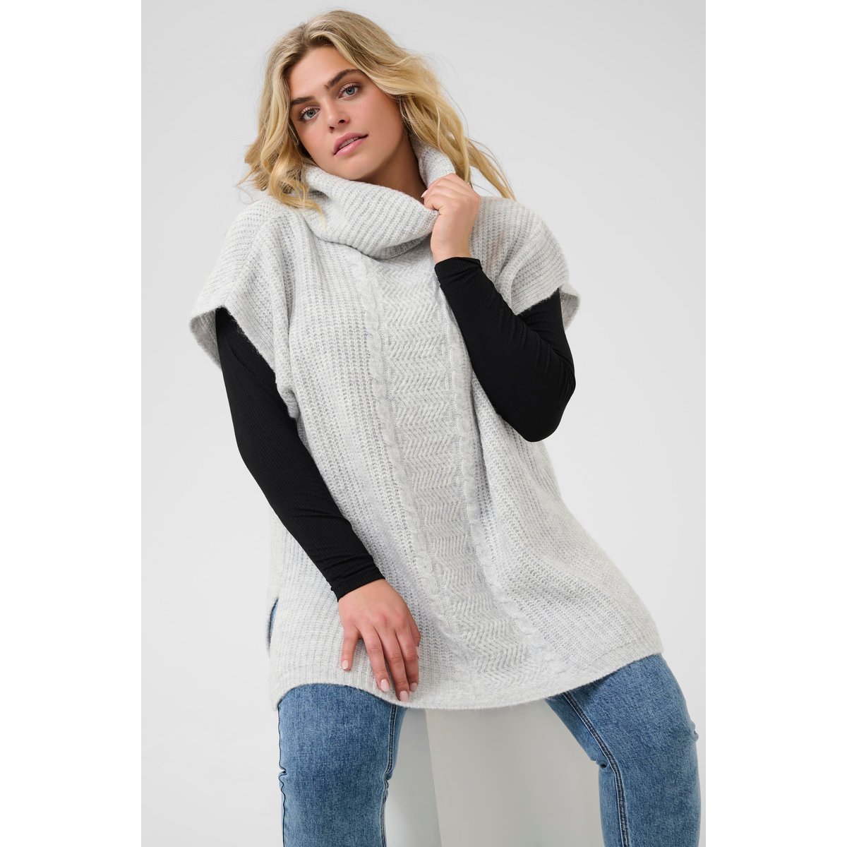 Poncho gris grey melange, KAFFE CURVE