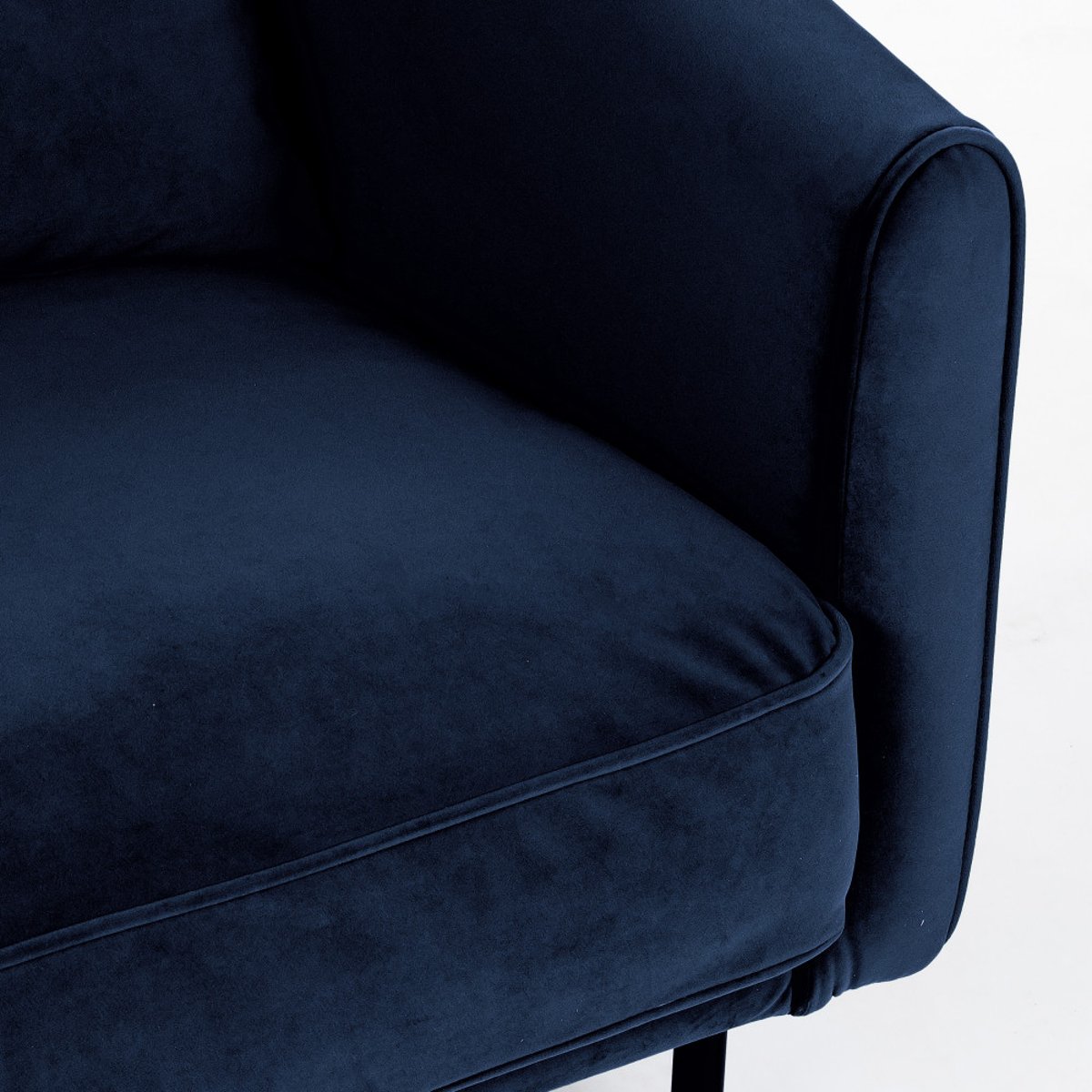 Fauteuil en velours pieds droits en métal- WINSEN bleu marine, DRAWER