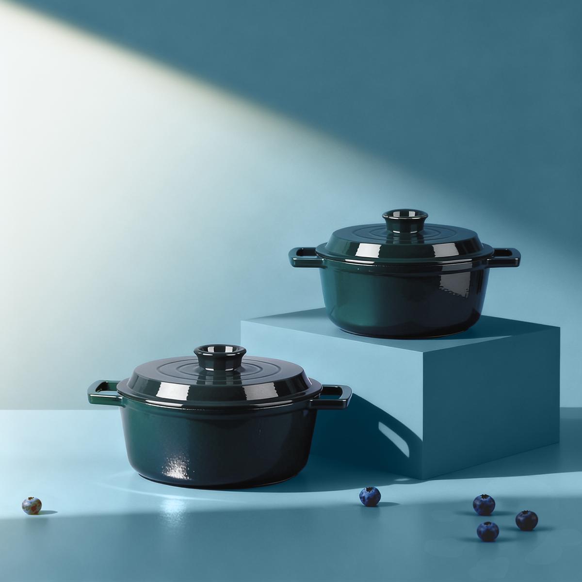 Cocotte en fonte ronde 20cm - "Masseiron Emeraude" couleur unique, LAGUIOLE CUISSON