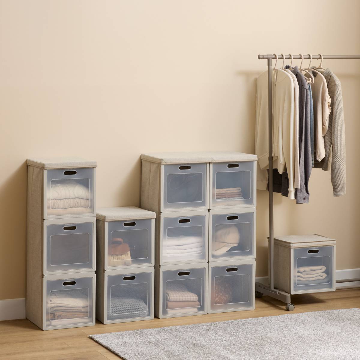 Rangement rectangulaire pliable CUBE'N DOOR beige, 5FIVE SIMPLY SMART