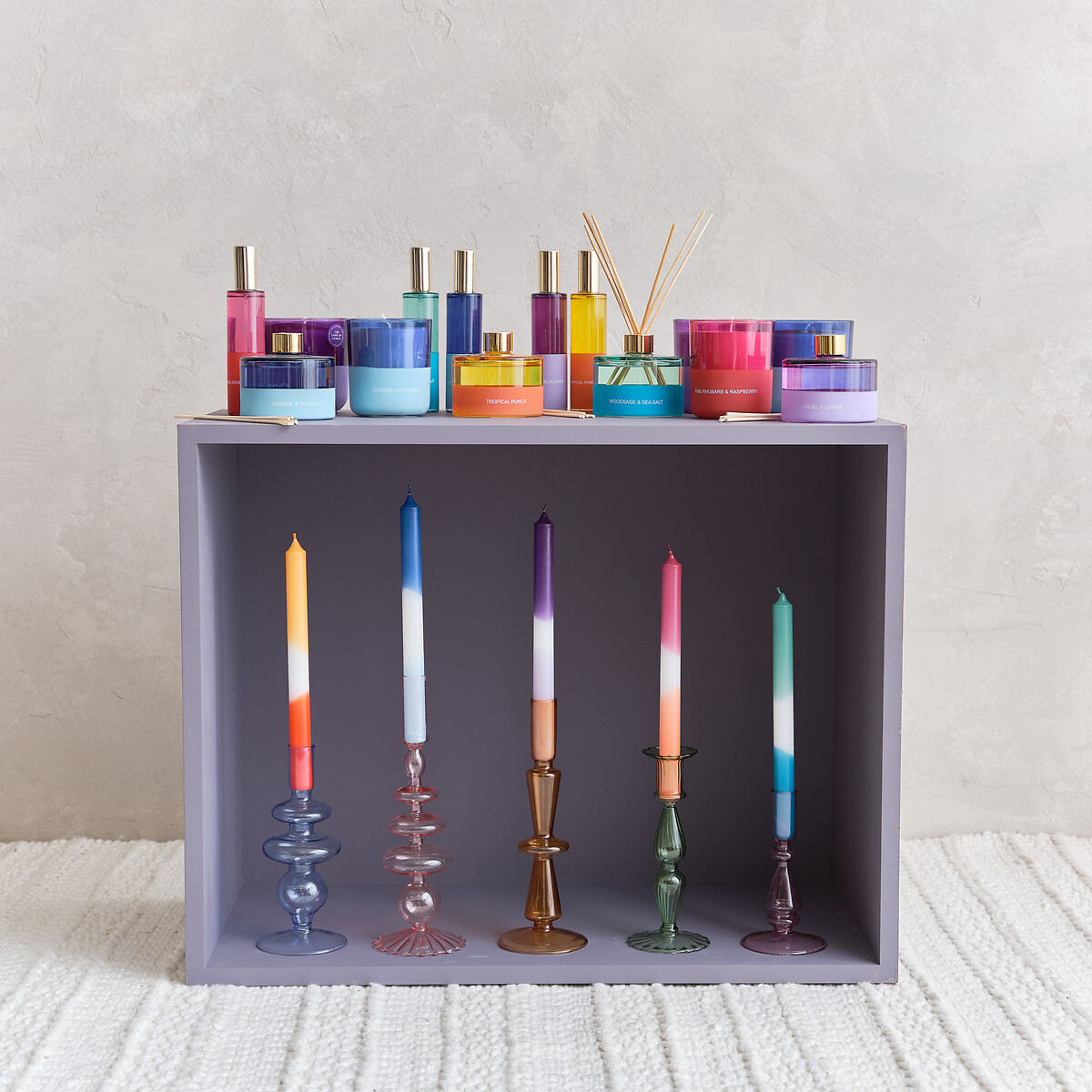 Set of 6 Two-Tone Dinner Candles pink, SO'HOME