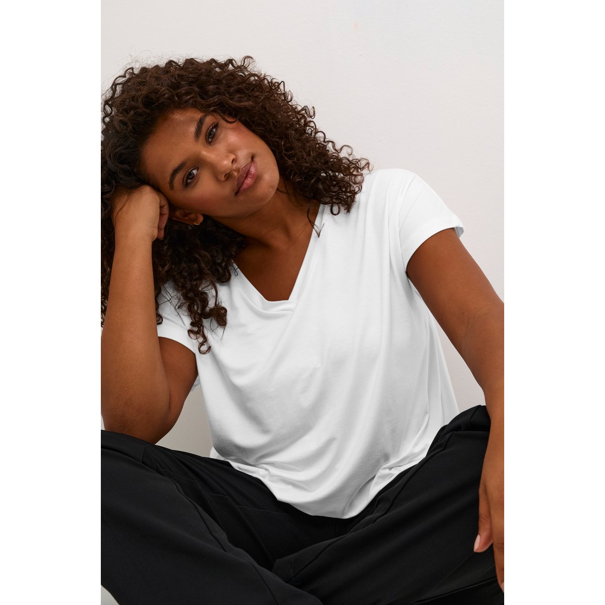 T-shirt à manches courtes blanc chalk, KAFFE CURVE