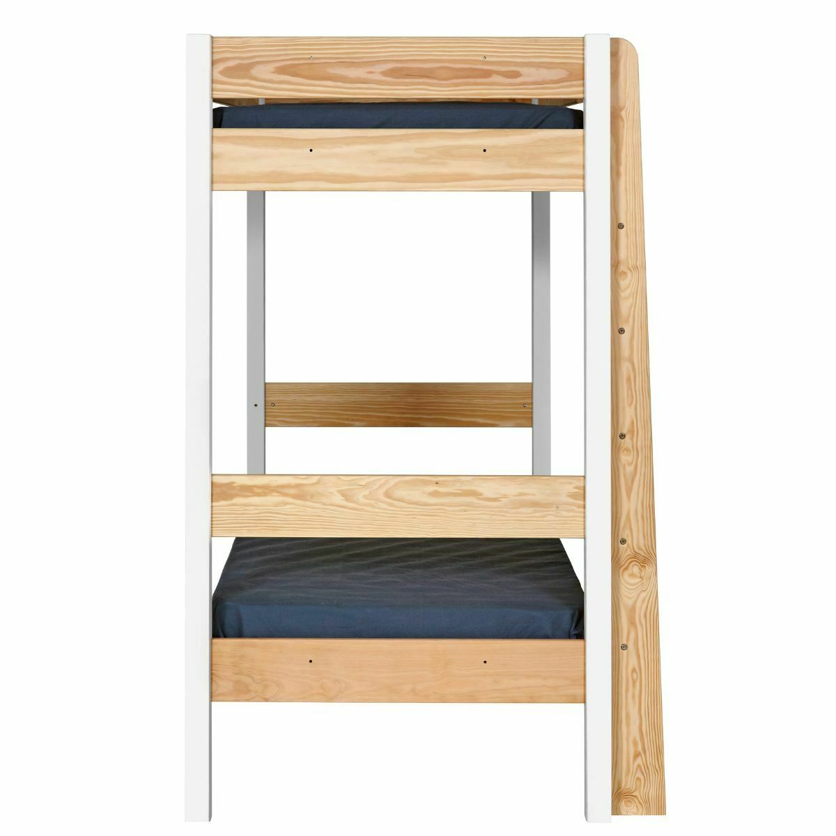 Pack lit superposé avec matelas Bois massif CLEM blanc et bois, AKITEN RETAIL