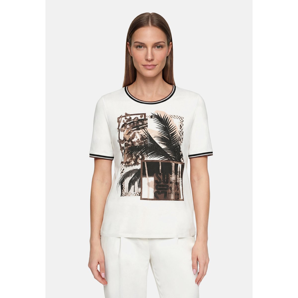 T-shirt basique à impression patch cream/brown, BETTY BARCLAY