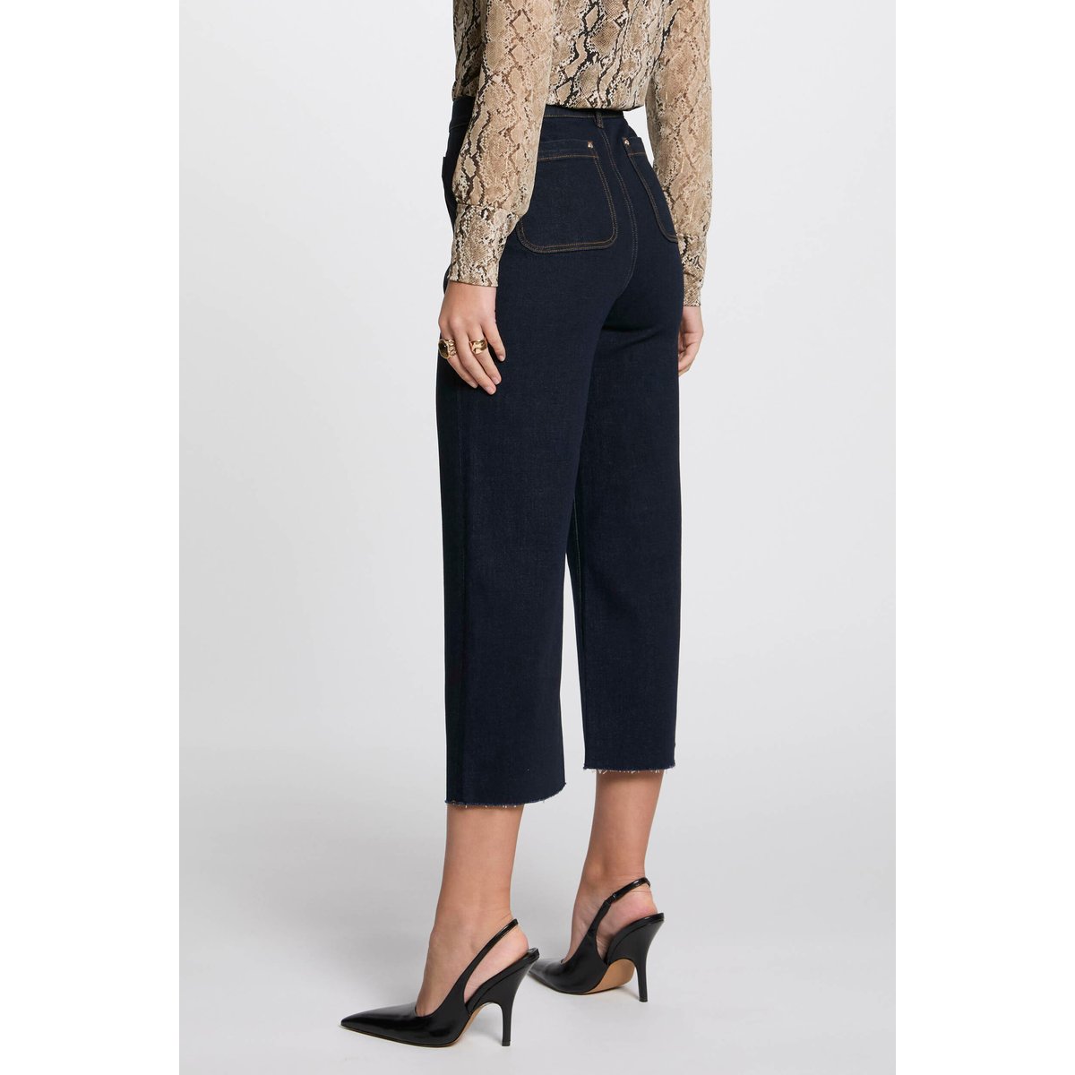 Pantalon jambe large 7/8ème denim brut, MORGAN