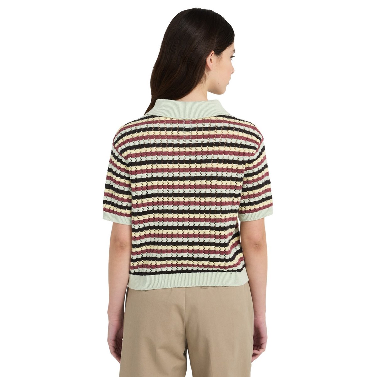 Polo CROCHET STRIPES noir crochet stripes off black, ELEMENT