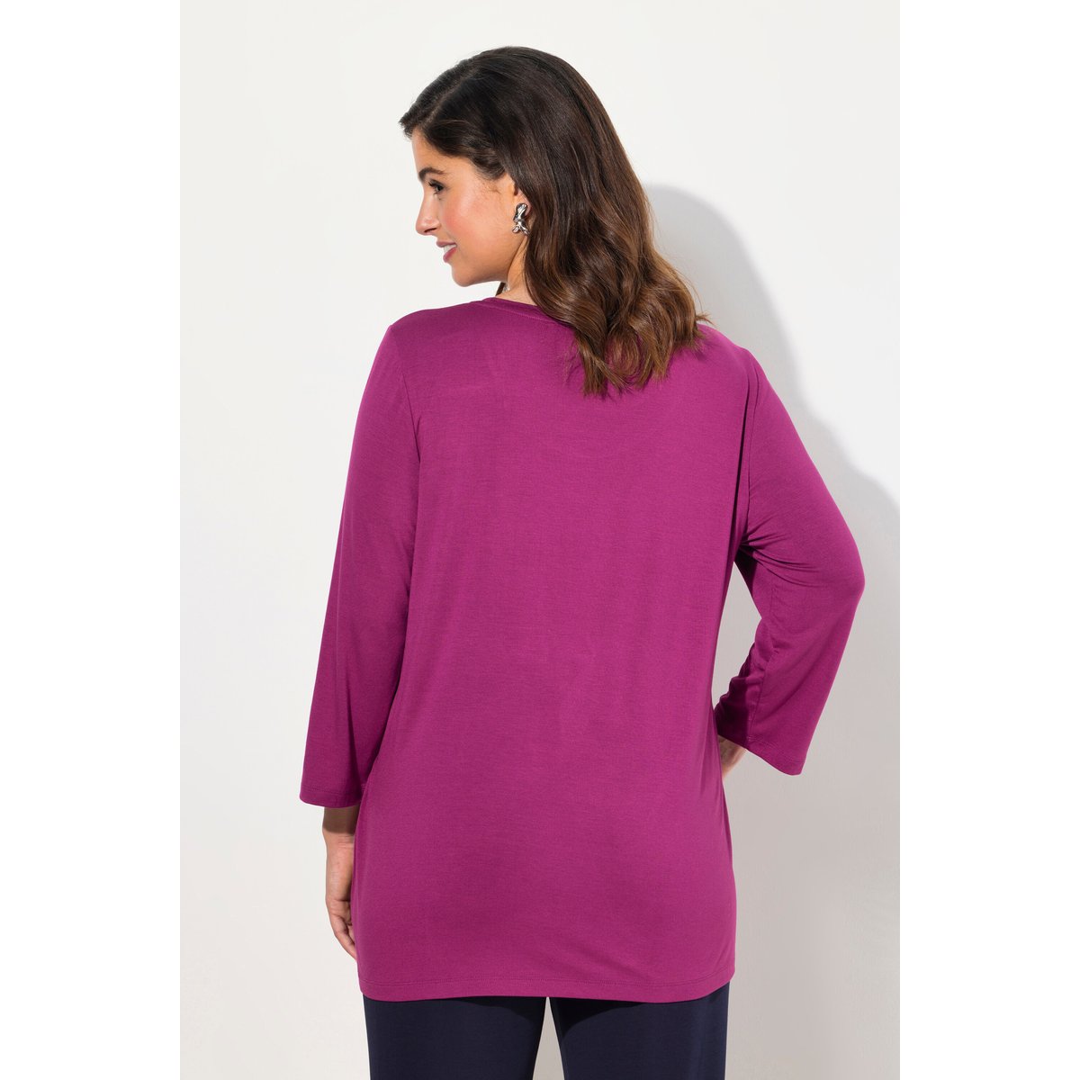 T-shirt col rond et manches 3/4 baie, ULLA POPKEN