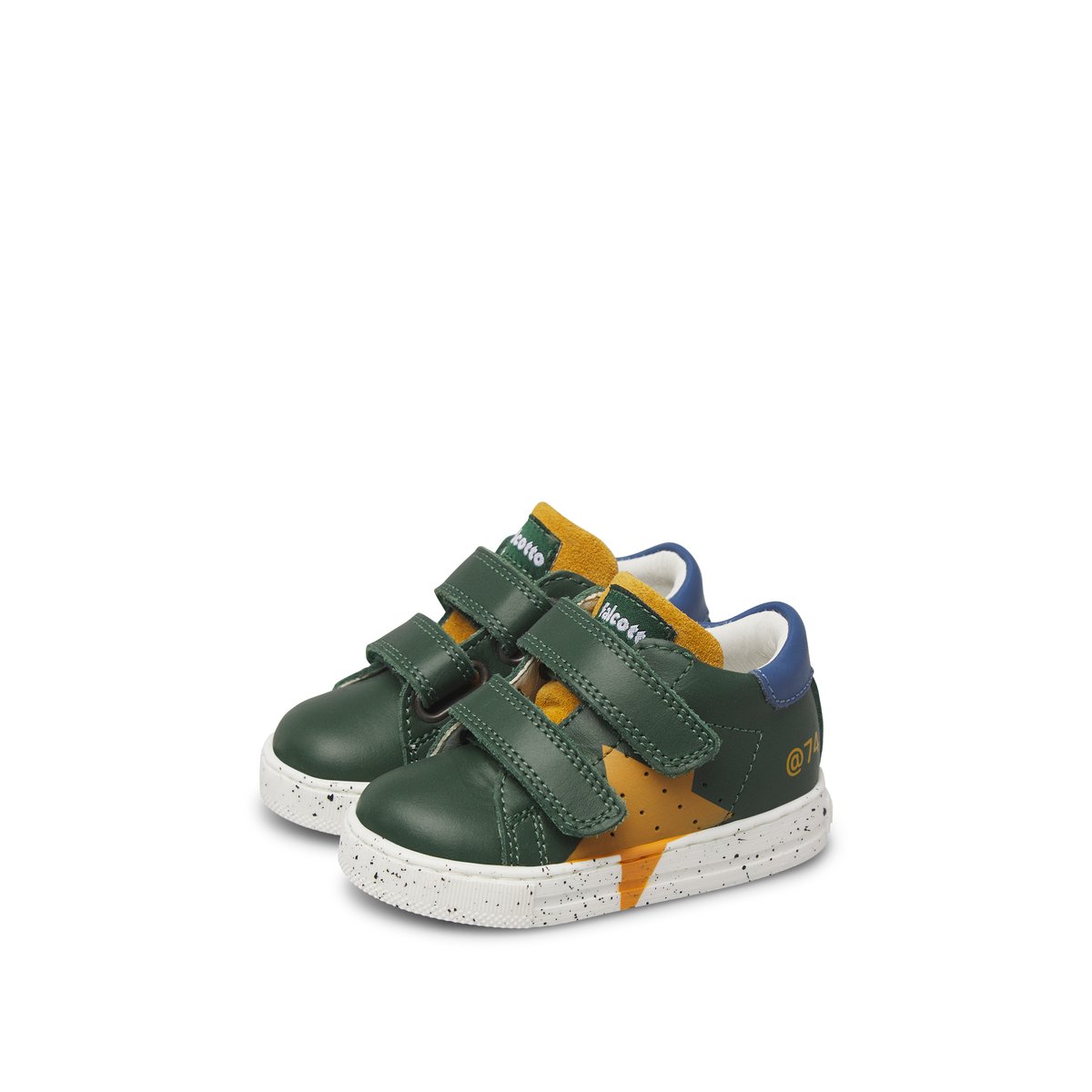 Baskets en cuir et suède SALAZAR 3 VL vert-bleu ciel-citrouille, FALCOTTO