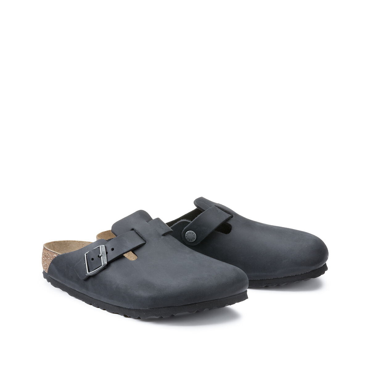 Sabots en cuir Boston noir, BIRKENSTOCK