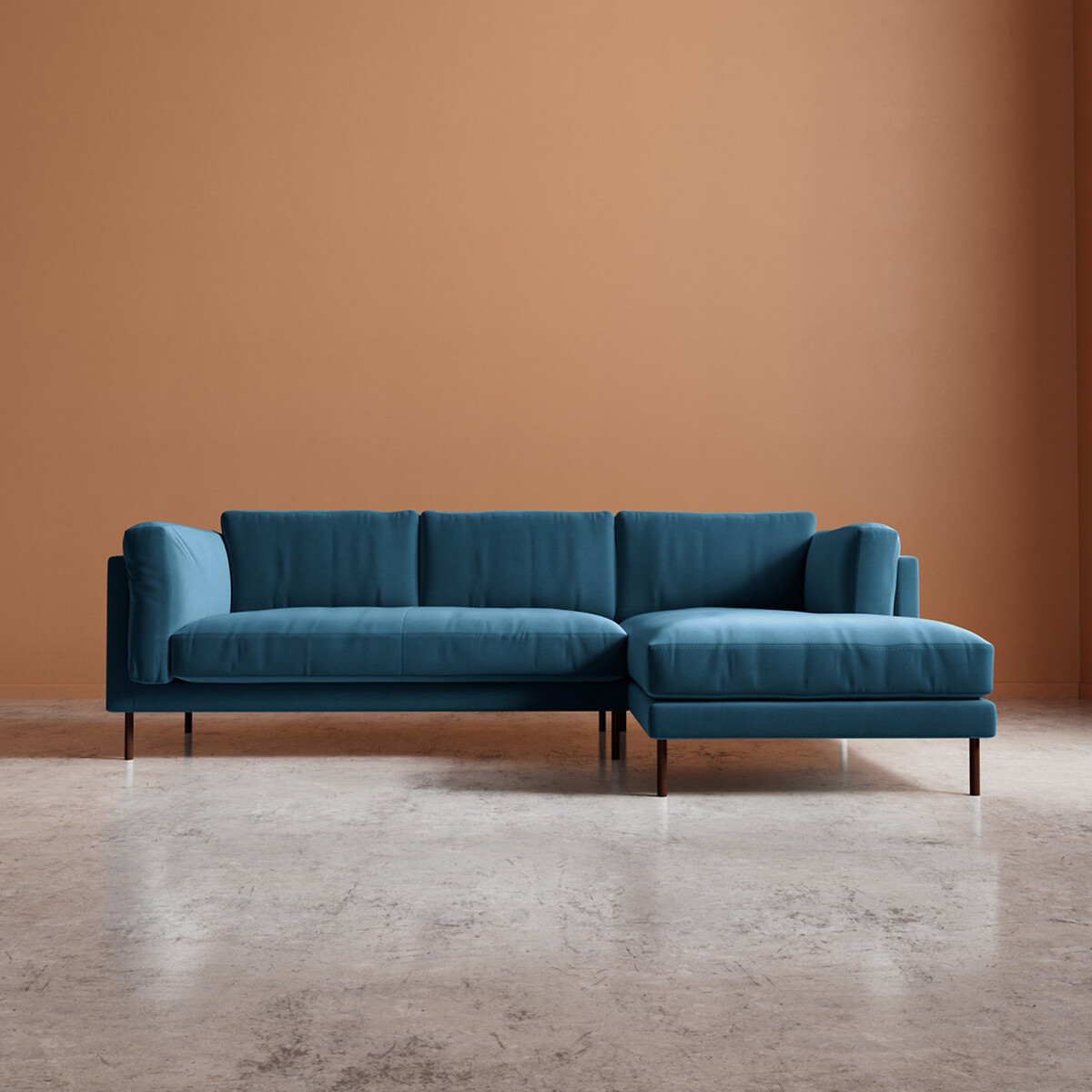 Munich Easy Velvet Corner Chaise Sofa petrol blue, SWOON