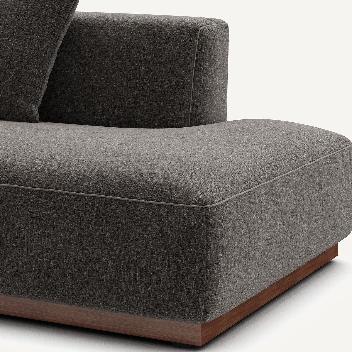 Demi-canapé droit en velours chenille, JACOPO basalte, AM.PM