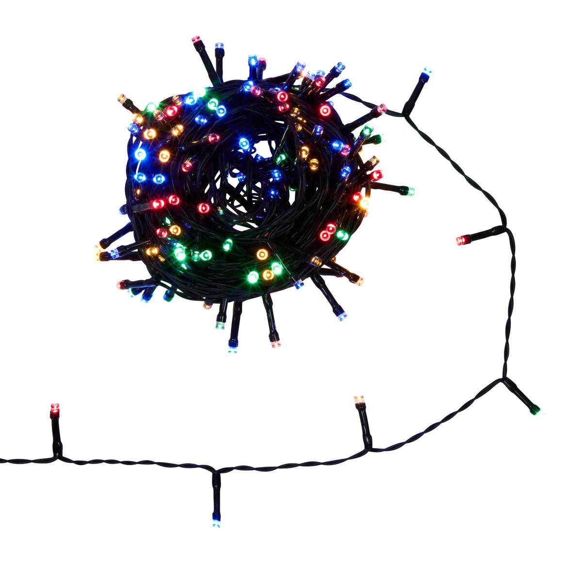 Guirlande lumineuse d'extérieur 14 m 192 LED multicolore 8 fonctions avec minuteur à piles multicolore, ATMOSPHERA