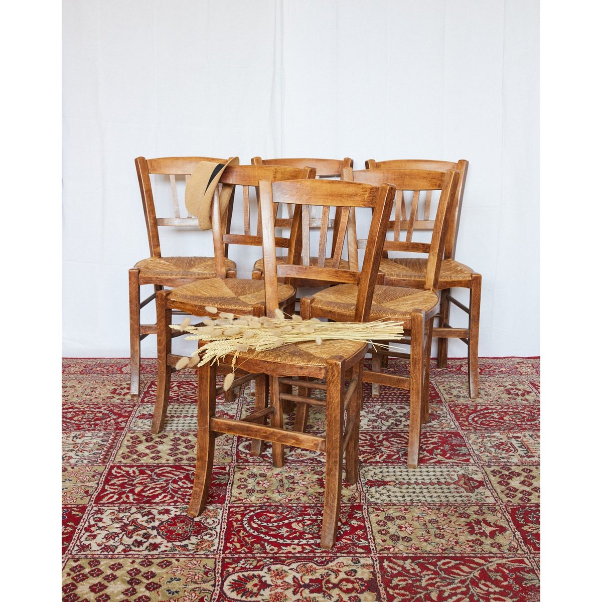 Lot de 6 chaises en hêtre Claude N°1438 - Bon état bois clair, DEBONGOUT