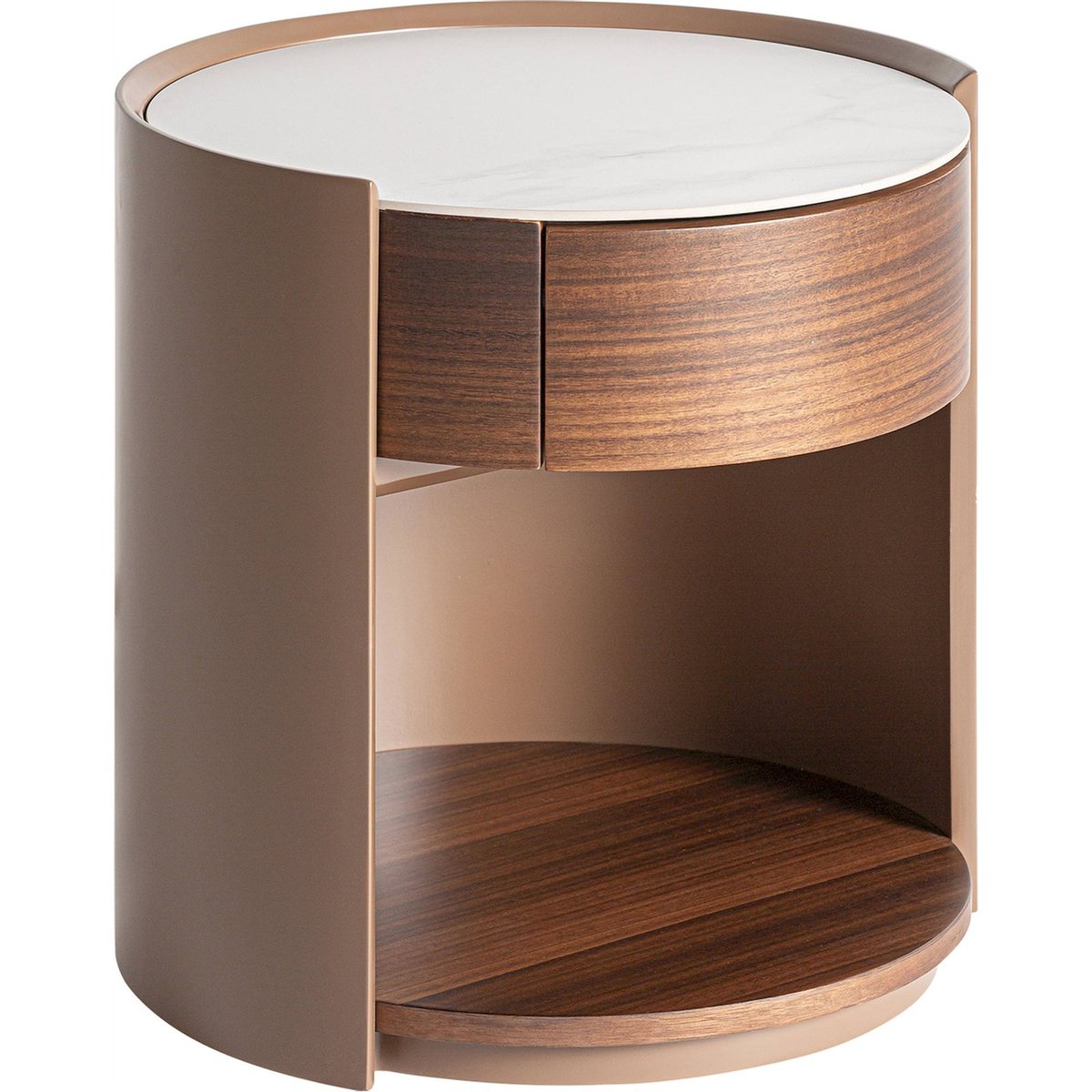 Table de chevet en bois style art déco marron chêne finition teintée blanche, RECOLLECTION
