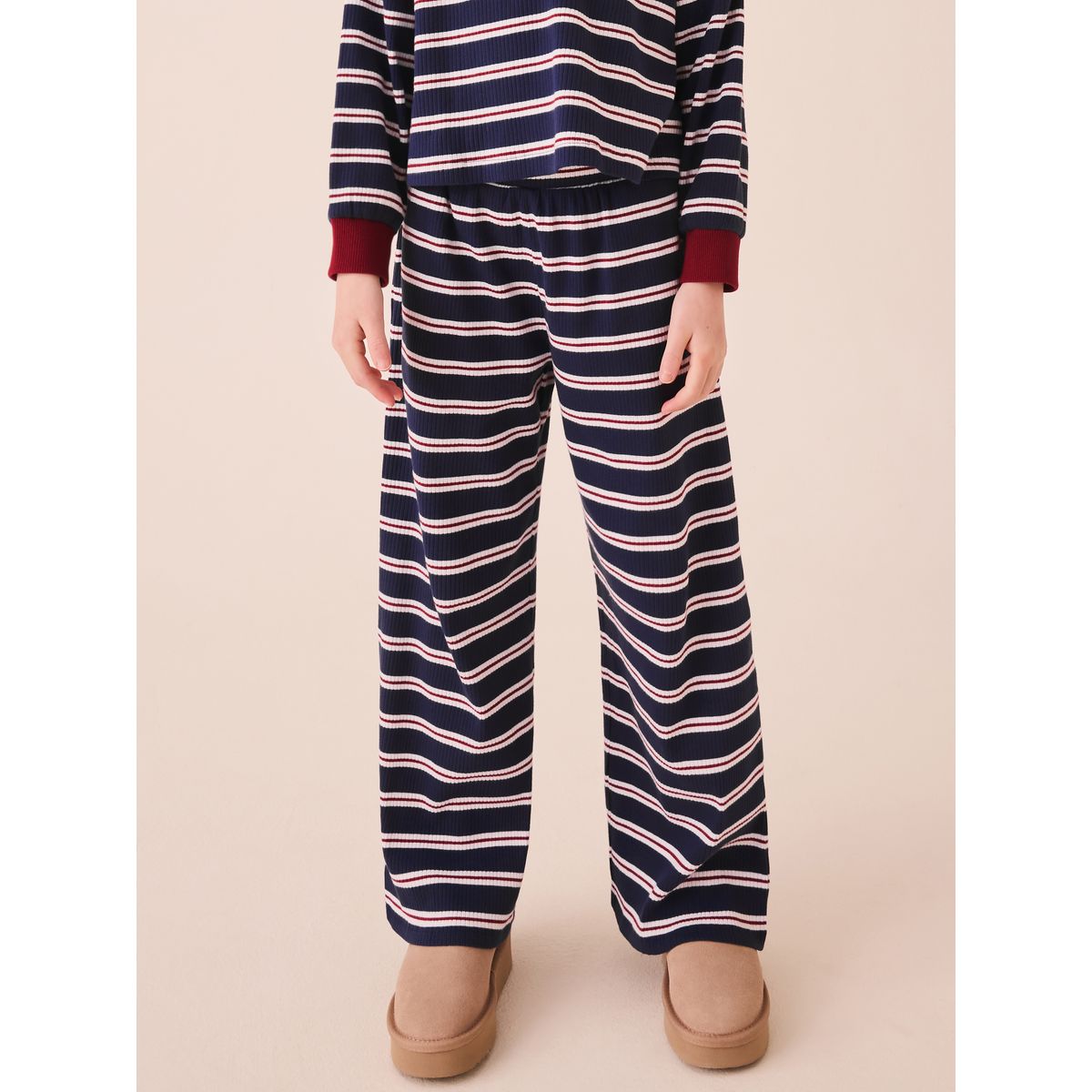 Ensemble haut style rugby et pantalon large bleu marine/rouge, NEXT