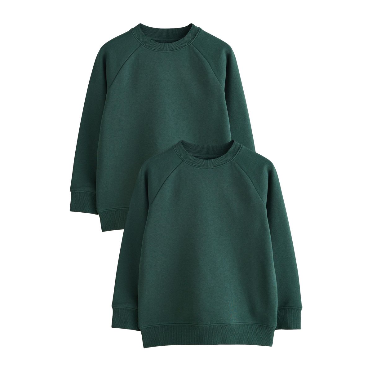 Sweat d'école à col ras du cou, lot de 2 vert, NEXT