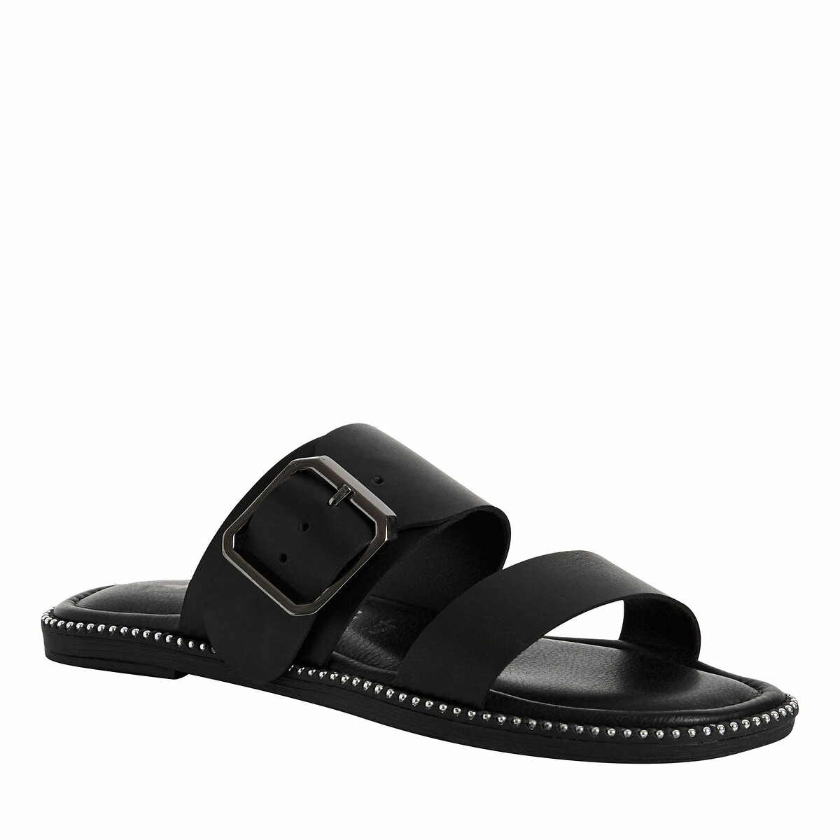 Leather Flat Mules black, TAMARIS