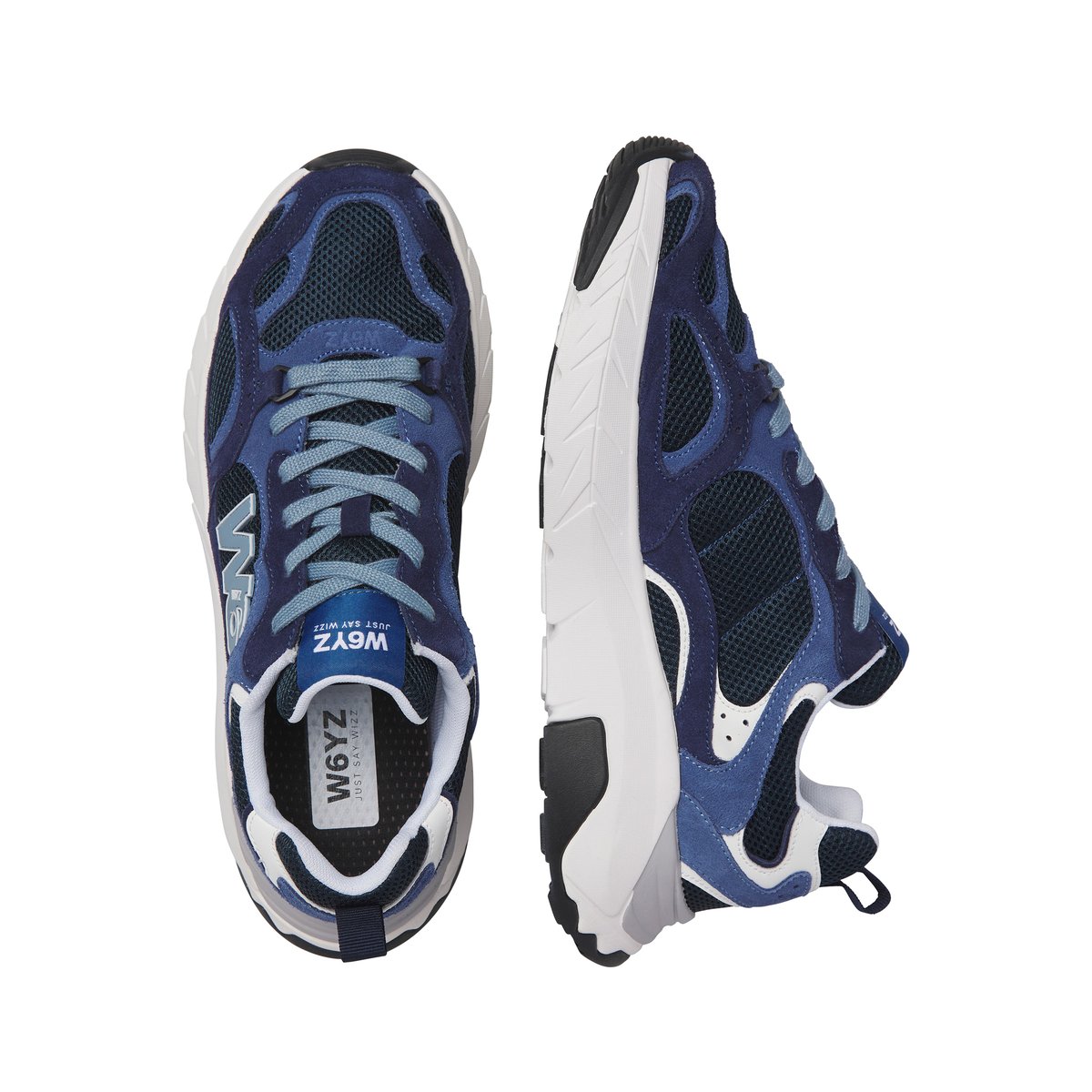 Sneakers en daim et tissu technique MARK-M. marine-, W6YZ