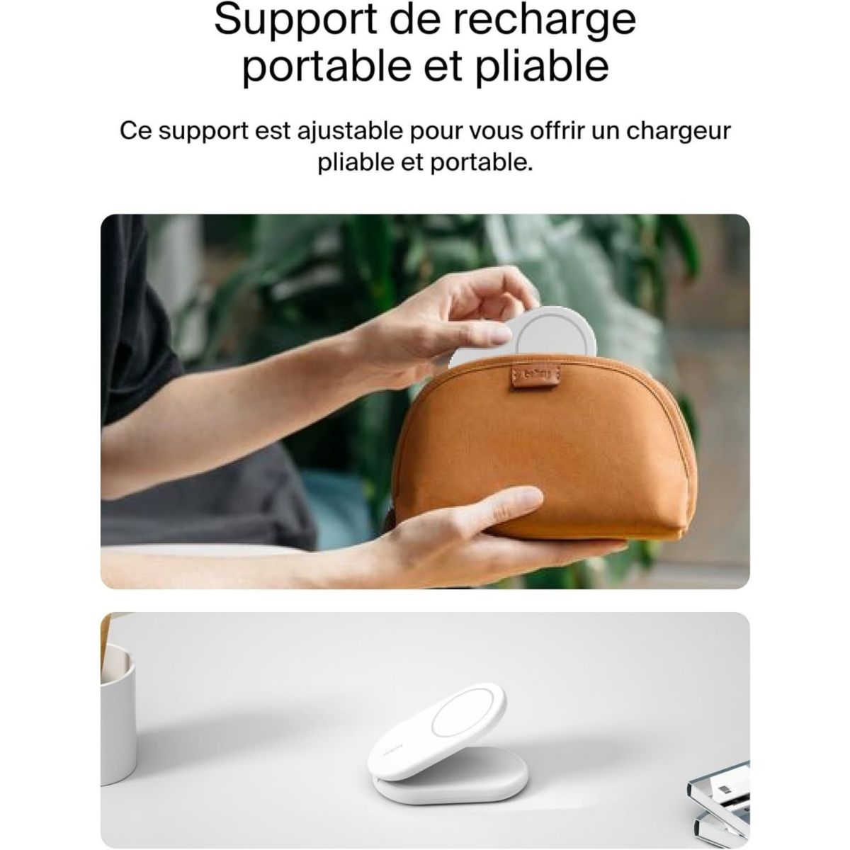 Chargeur induction induction 15W 2en1 blanc couleur unique, BELKIN