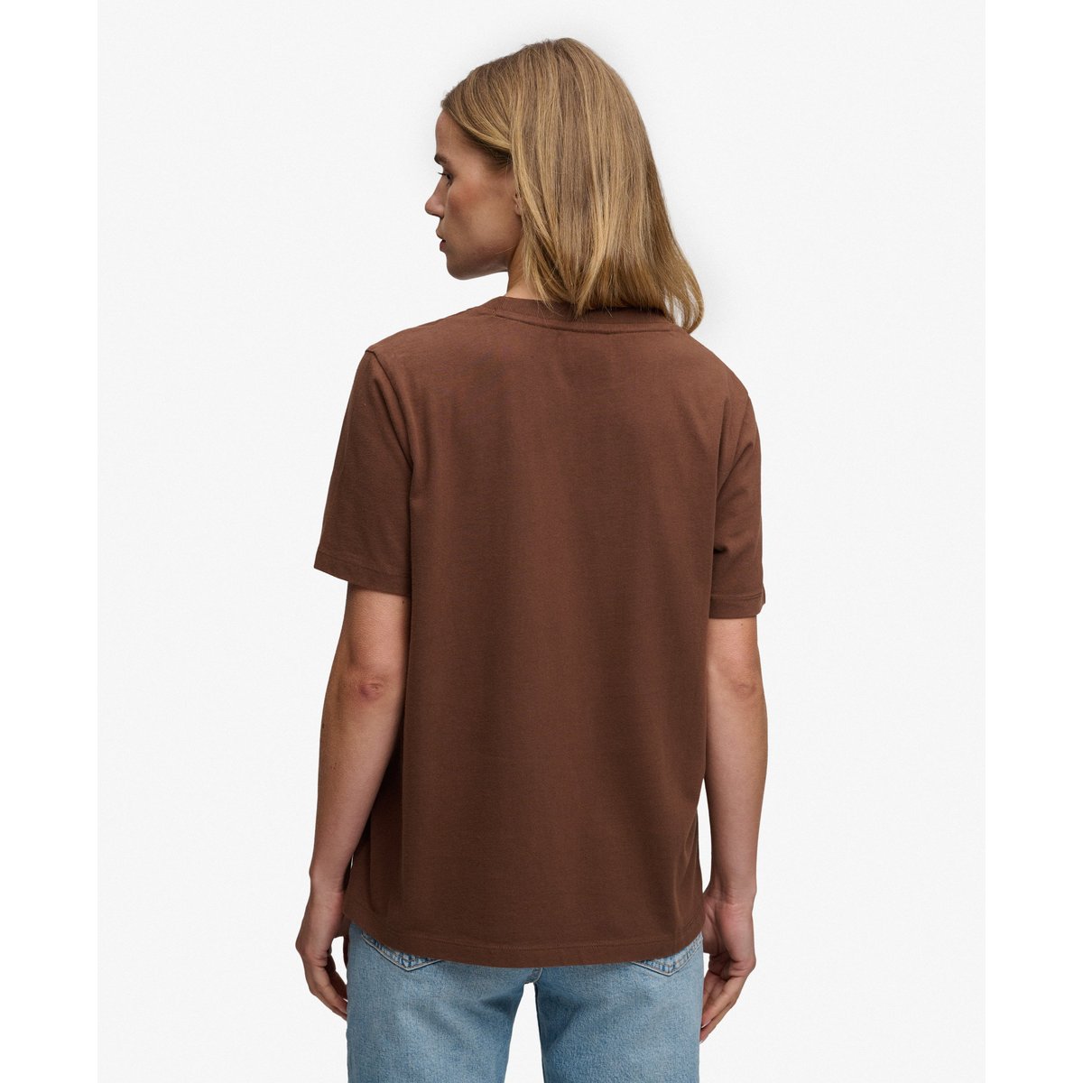 T-shirt Signature Embroidered coupe décontractée marron châtaigne, SUPERDRY