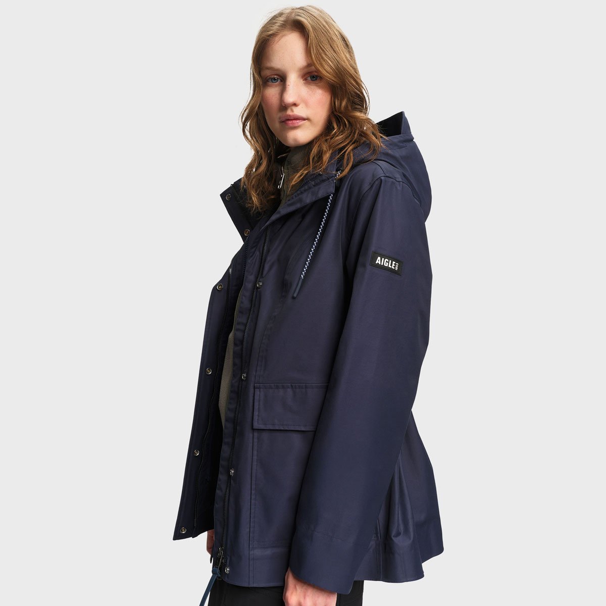 Parka imperméable à capuche amovible T-KIT bleu nuit, AIGLE