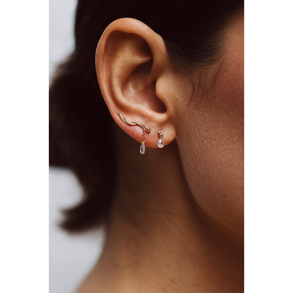 Puce pampille Mia - Or 750‰ Diamant blanc argent / tanzanite, YAY PARIS