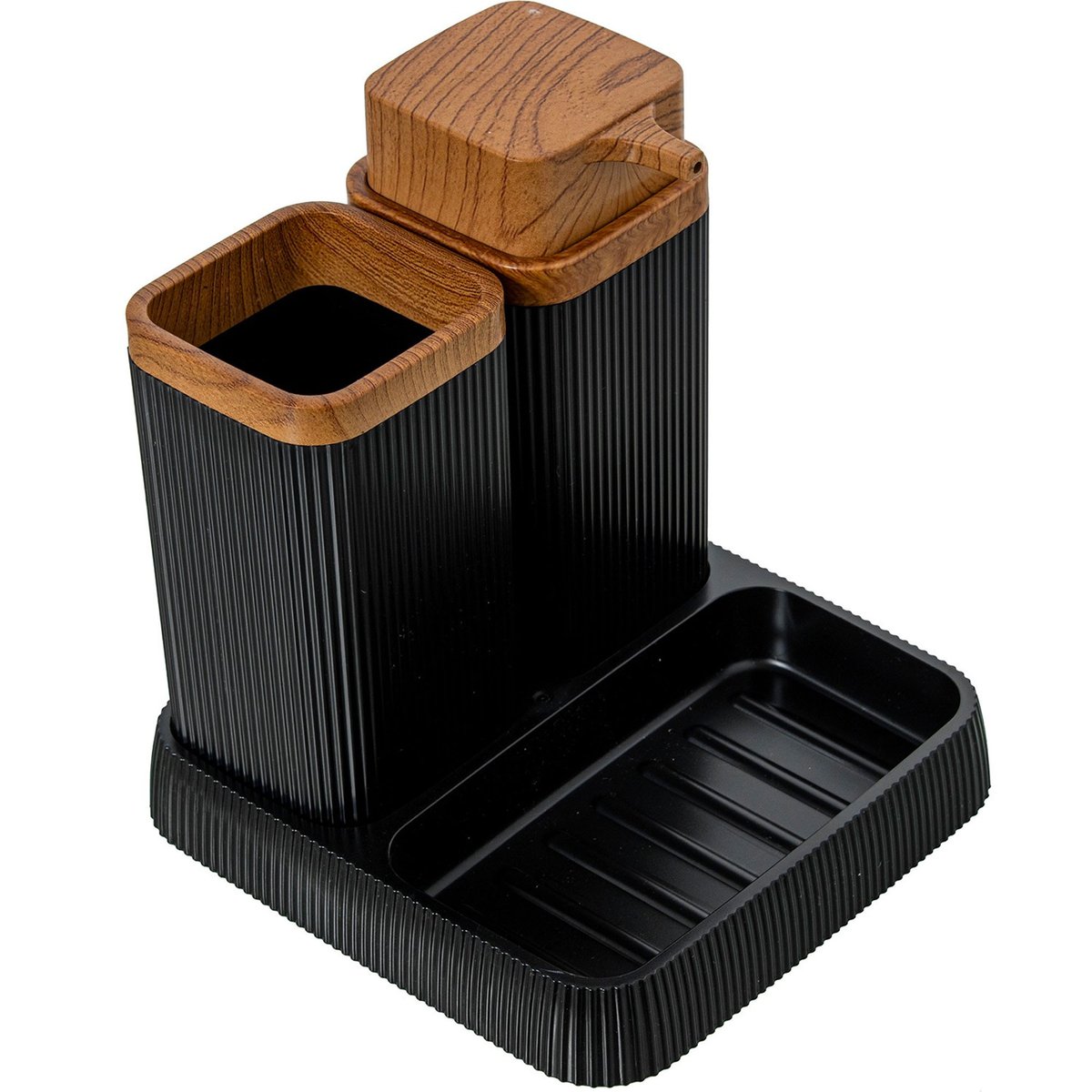 Set salle de bain acrylique noir 15x16x15cm noir, WADIGA