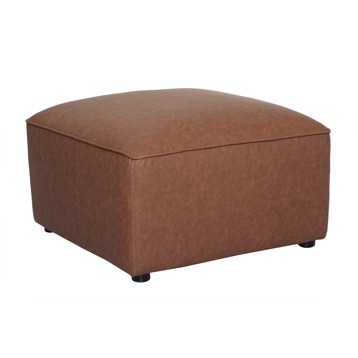 Pouf repose pieds en cuir marron FERGUS marron, MILIBOO