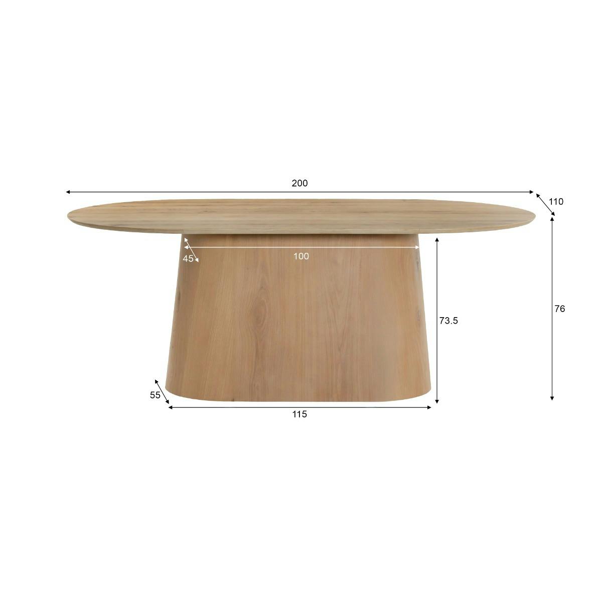 Table 200 cm ovale en bois LOREN bois clair, PIER IMPORT