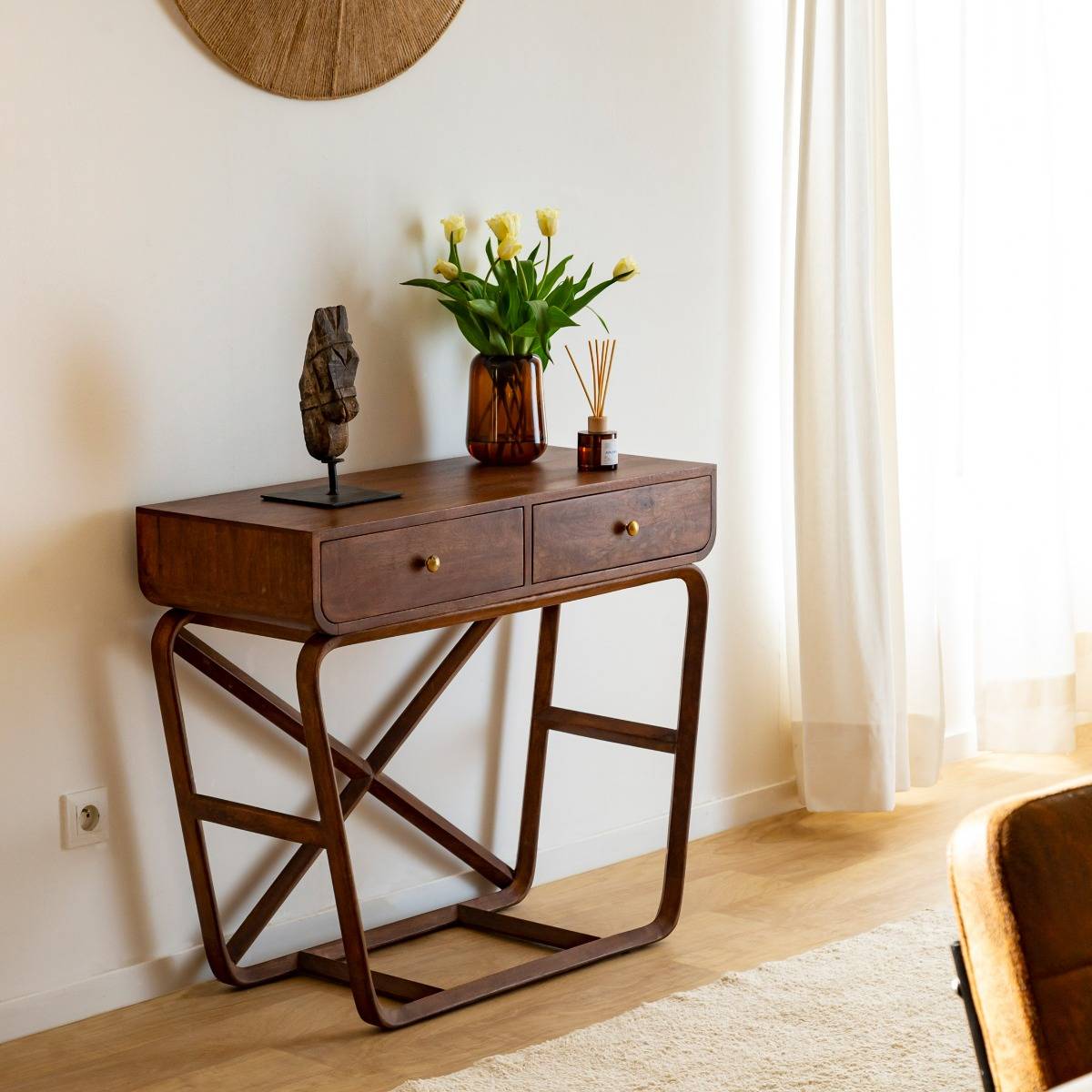Console en bois de manguier SAM bois foncé, MADE IN MEUBLES 