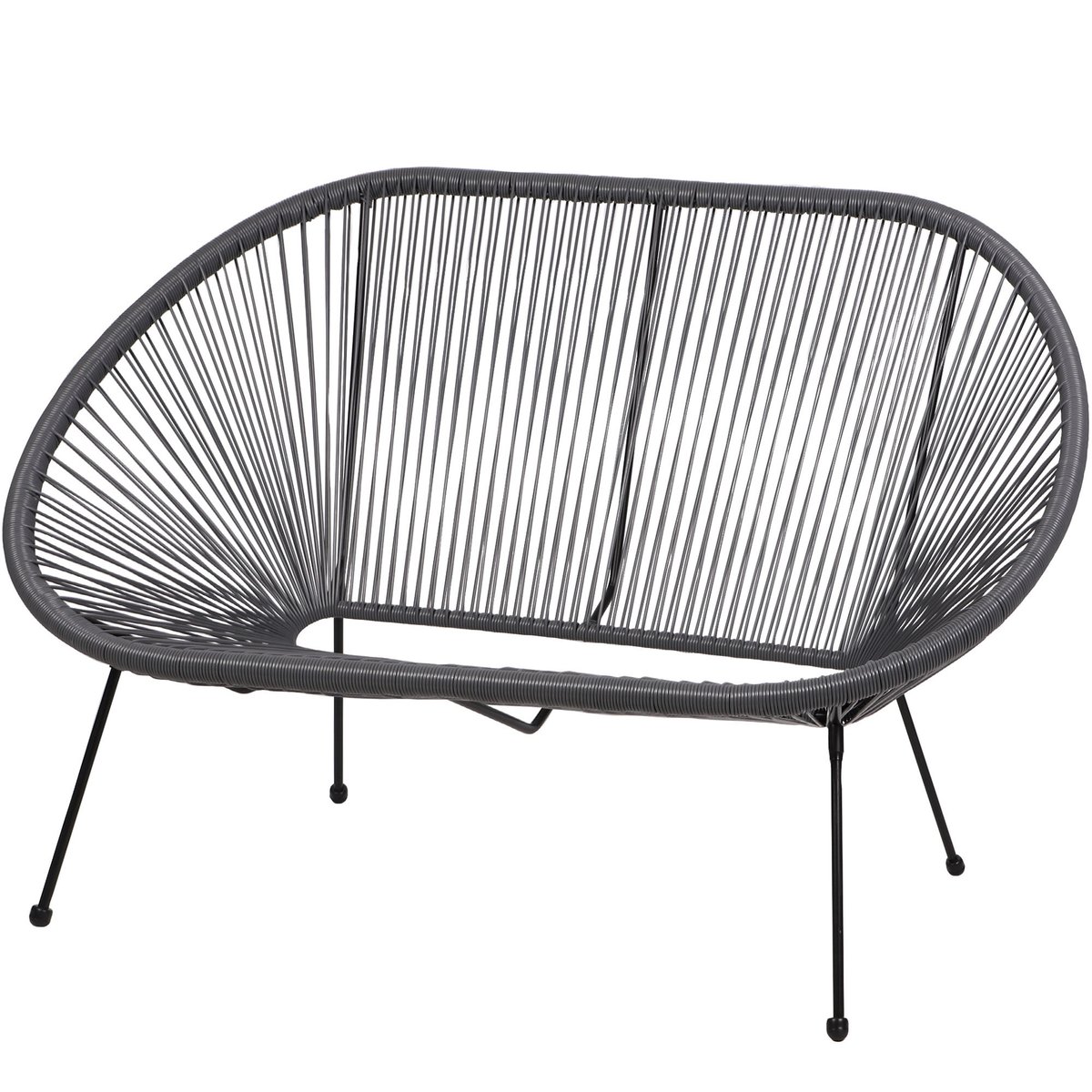 Canapé de jardin 2 places en résine gris anthracite Strings 137x92x85cm gris, SUNNYDAYS