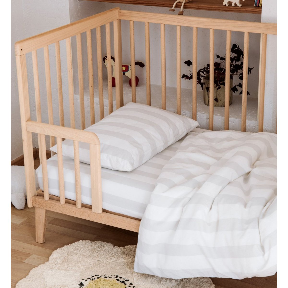 Housse de couette bébé Percale de Coton Bio MAXI-RAYURE maxi rayure gris clair, KADOLIS