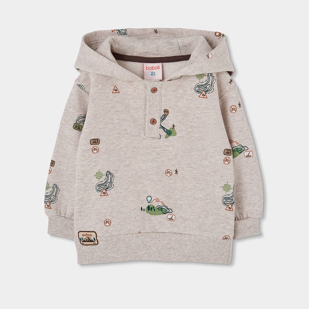 Sweat-shirt garçon en molleton imprimé aventure multicolore, BOBOLI