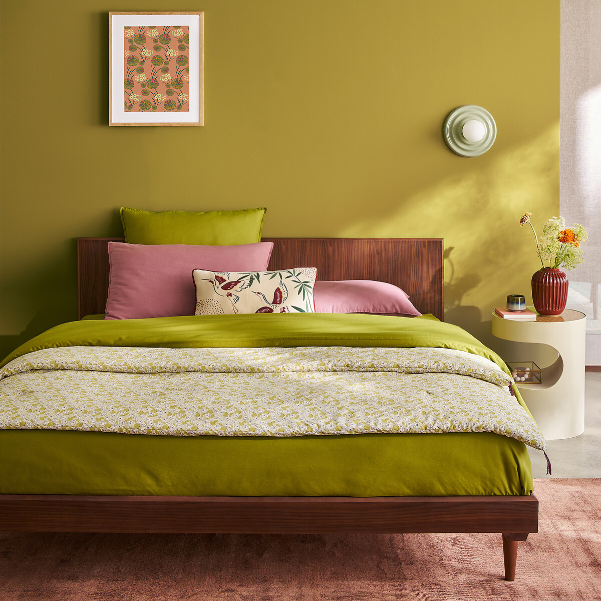 Housse de couette unie en coton lavé, Scenario vert olive, LA REDOUTE INTERIEURS