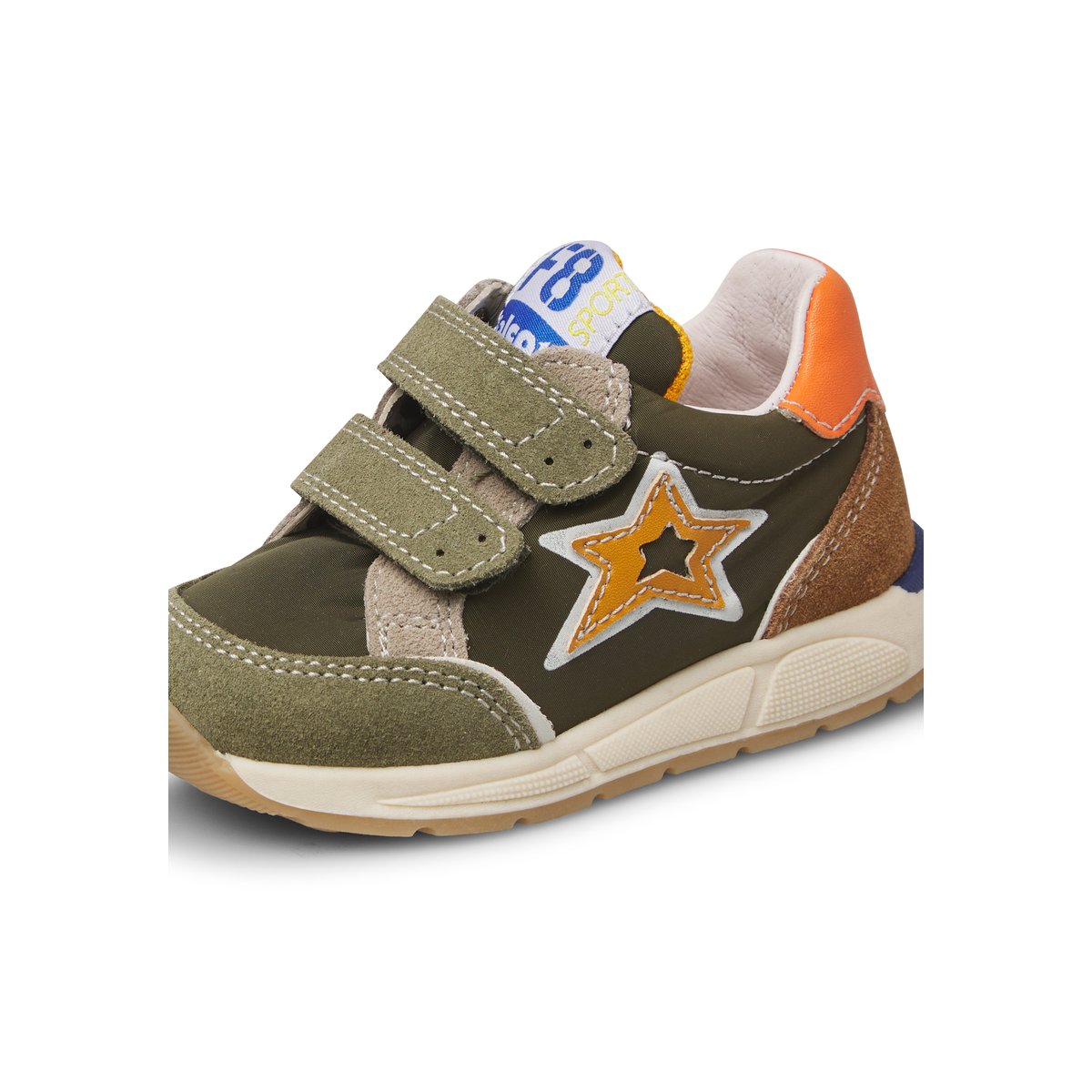 Sneakers en daim et tissu technique NUPPI VL. kaki-orange, FALCOTTO
