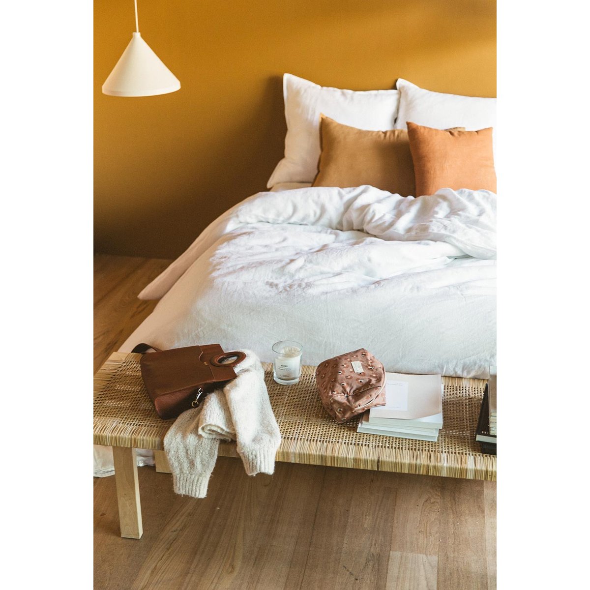 Housse de coussin en lin lavé marron caramel, GABRIELLE PARIS