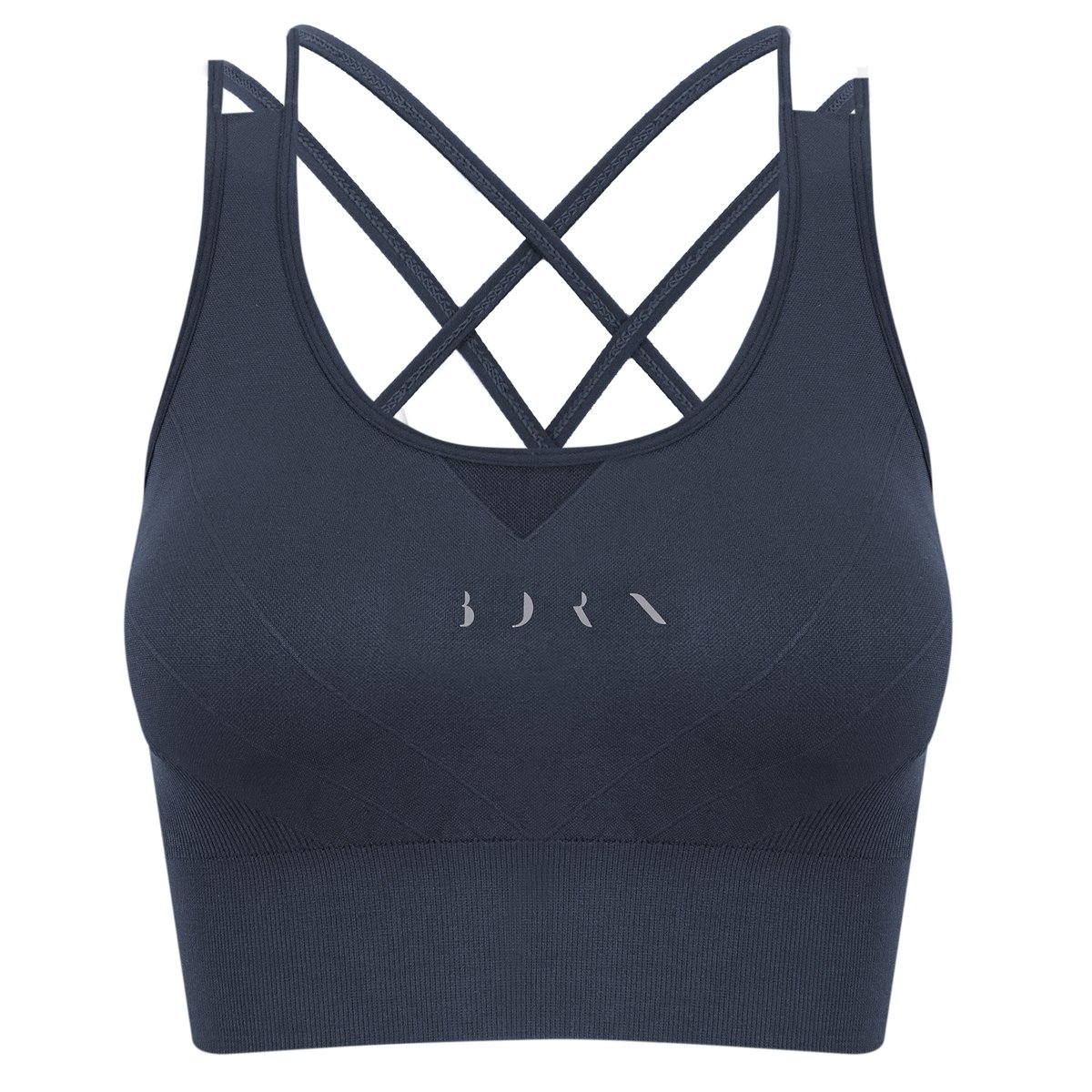 Brassière de sport femme Keren maintien élevé bretelles coussinets amovibles bleu gris tempête, BORN