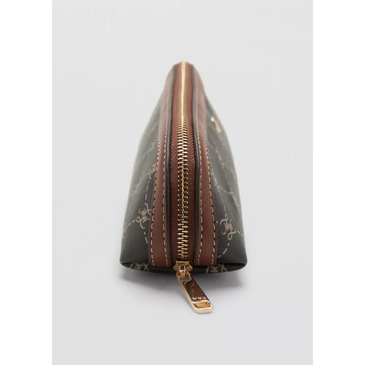 Trousse fermeture Éclair à imprimé logo marron, MANGO