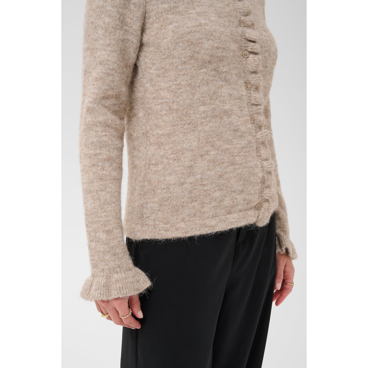 Cardigan à tricot marron light brown melange, CREAM